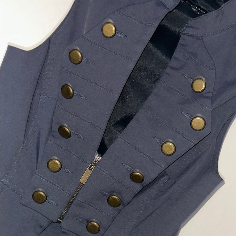 Express Black Military-Inspired Vest with Structured Collar